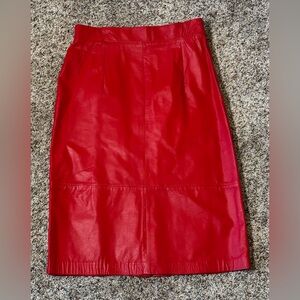 160. Vintage Adler Leather Collection Red Pencil Skirt Size 4